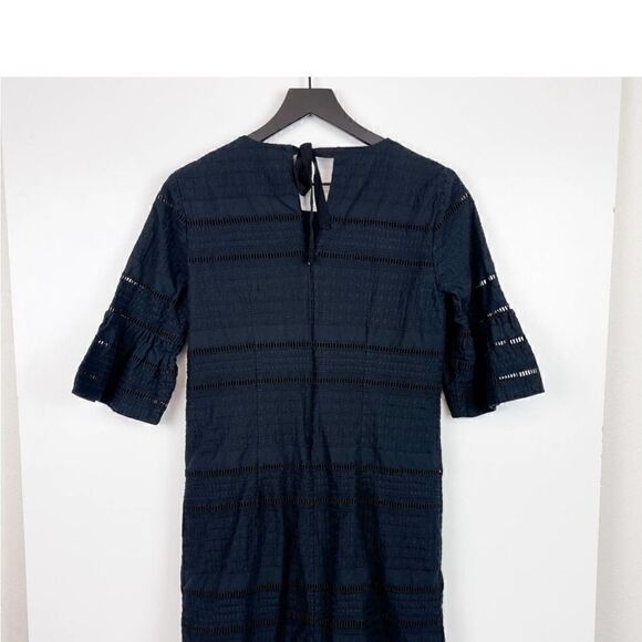 J.Crew Size 2 Mini Shift Dress Eyelet Flare
Sleeve Embroidered Black - Picture 7 of 14
